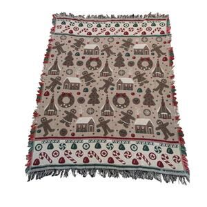 Vintage Crown Crafts Holiday weaved throw 48in X60in